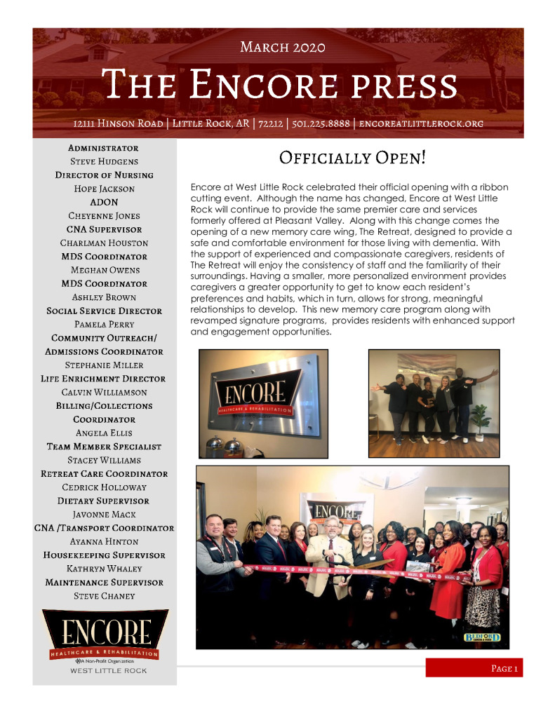 thumbnail of EHR of W. Little Rock March 2020 Newsletter